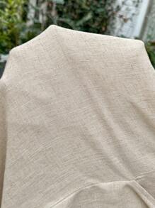 SHEIN Pregnant Women's Solid Color Wide Leg Pants With Pockets, Suitable For Vacation - Apricot - View 7