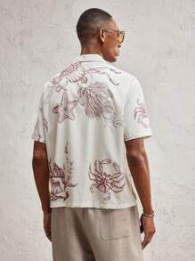 AKNOTIC Party Men's Woven Loose Batwing Pattern Graphic Tee, Suitable For Summer - Khaki - View 7