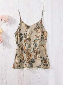 Rusticease Women Summer Floral Print Loose Strap Camisole Top
