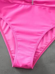 Swim Mod Women's Pink Pants Skirt Swim Bottoms, Holiday Lace Shirred Sexy Bikini Bottom For Summer Beach Vacation - Hot Pink - View 8