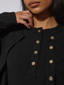 COSMINA Women's Solid Color Long Sleeve Single Breasted Casual Jacket - Black - View 6