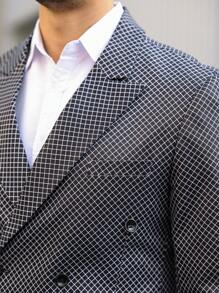 Manfinity Mode Plus Size Men Lapel Neck Plaid Long Sleeve Blazer And Pants Set