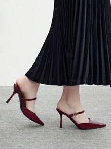 CUCCOO BIZCHIC Zapatos de taco alto de tacón de aguja de punta afilada en recubierto burdeos para mujer, apropiados para ir al trabajo, citas, fiestas, bodas y vacaciones