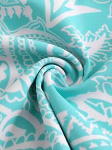 Swim Lushoire Spring Break 2pcs Women Deep Neck Top And Tie Side Bottom Swimwear Tankini Set, Casual Summer Beach Vacation Outfit - Multicolor - View 8