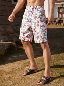 Manfinity ChillVibe Men's Flamingo Print Shorts, Casual Lounge/Sleepwear