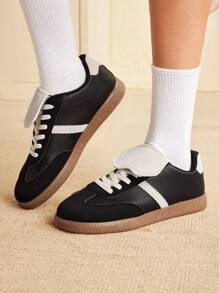 CUCCOO EASI 女士复古百搭休闲运动鞋2024春季新款低帮小白鞋春夏鞋 - 黑色 - 查看 5