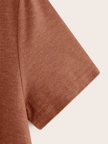 SHEIN LUNE Plus Size Women's Solid Color Round Neck Short Sleeve Ruffled Hem T-Shirt