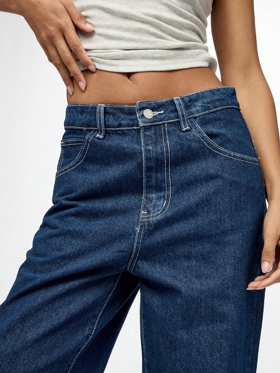 SUMWON WOMEN Jean en denim taille haute à jambe large