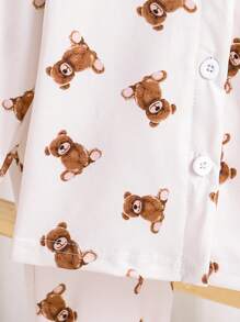 SHEIN 2pcs/Set Baby Boy Beige Bear Print Long Sleeve Top And Pants Casual Comfortable Loungewear Set - Multicolor - View 3