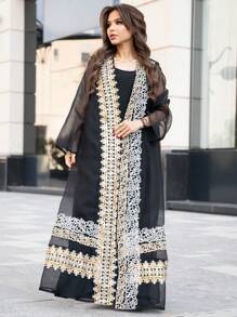 Al Najma Customized Sequins Embroidery Traditional Arabic Luxury Ladies Maxi Dress Set