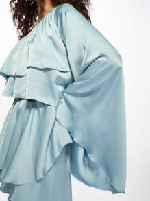 MISSGUIDED Elegant One-Shoulder Ruffle Mini Dress With Dramatic Long Sleeve Asymmetric Party Cocktail Evening Dance Prom Special Occasion Statement Design