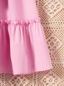 Young Girl Elegant 3D Floral Decor Halter Neck Dress
