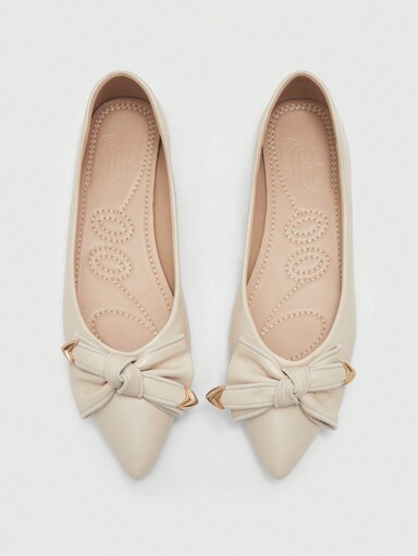 CUCCOO CHICEST Women's Fashion Elegant Bow Decor Pointed Toe Flats Spring Break Easter For Christmas