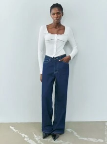 Maija White,Autumn,Elegant,Brunch Women's Lace Stitching Knitted Daily Casual Tops,Urban Modern Old Money Style Date Wear Retro 90s Bohemian Clothing - Black - View 6