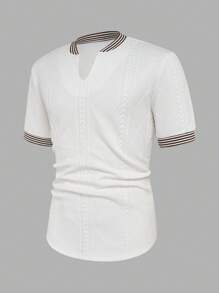 Manfinity Homme Men's Mature Casual Contrast Trim Ribbed T-Shirt - Multicolor - View 4