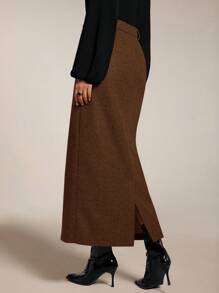 Modelyn 女士纯色前扣口袋休闲 A 字裙