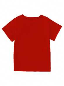 Young Girl' Fashionable Cute Red Heart & Bow Print Short Sleeve Round Neck T-Shirt, Suitable For Festivals, Party And Daily Wear