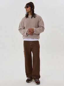 Musero Gerippter Strick-Pullover mit Dropped Shoulder