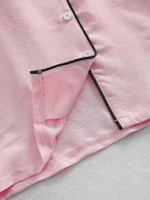 2pcs/Set Tween Girls Cute Bow Design Top And Soft Comfortable Pants Pajama Set - Pink - View 6