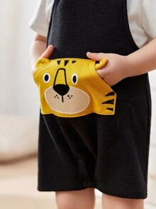 Cozy Pixies Baby Boy Cartoon Lion Pattern Soft Knitted Bib Strap Romper & Shorts Set