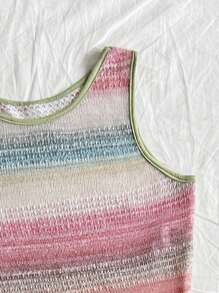 Soleia Set de 2 vestidos de punto a rayas tipo chaleco para mujeres, ropa de resort - Multicolor - Ver 6