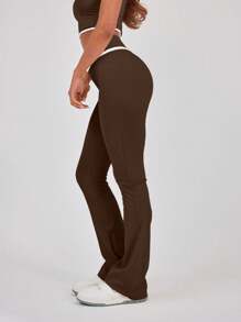Musera Sport Legging de sport évasé taille haute avec détail de reliure, idéal pour le padel, le tennis, le pickleball et la salle de gym
