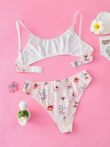 Ensemble de brassière et culotte à volants avec imprimé floral pour adolescentes