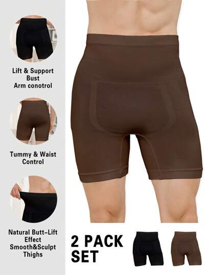 2st mäns enfärgade shorts med hög midja