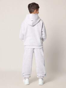 SUMWON Youth Sports Co-Ord Set Tracksuit Urban Athleisure Two-Piece New York Logo Streetwear Spring Fall Winter Casual Outfit Workout School Comfortable - Light Grey - View 3