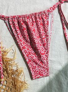 SHEIN Swim Ditsy Floral Beaded Halter Tie Side Bikini Set, 2Pcs Women Swimwear For Beach, Hot Springs Holiday, Slimming, For Summer Vacation - Multicolor - View 8