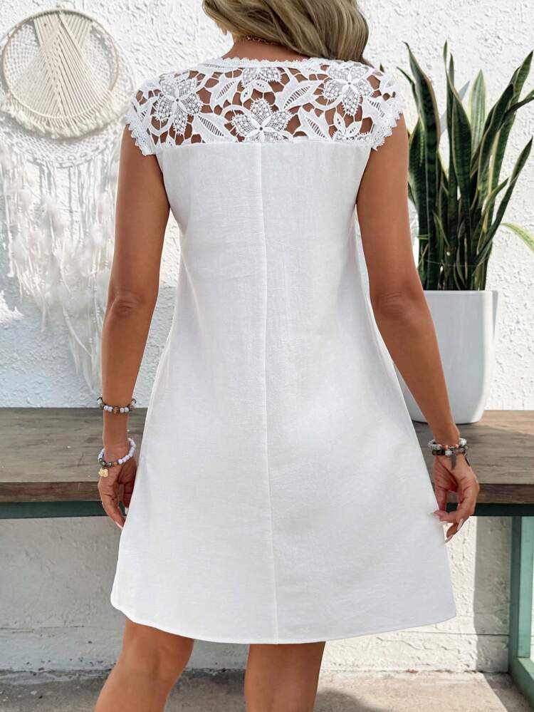 Women Solid Color Casual Minimalist Mini Dress For Everyday Wear Summer  Outfits For Women White Dress｜Emery Rose