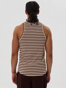 Musero Sleeveless Contrast Striped Tank Top Spring Summer Wardrobe - Multicolor - View 3