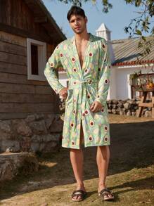 Bata de hombre con estampado de aguacate, casual y de moda para uso diario