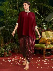 Divindia بناطيل كاجوال نسائية بسحاب وطباعة هندسية بورق الذهب