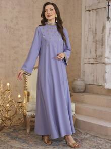 Al Najma Women's Beaded Caftan, Loose & Elegant,Modest - Purple - View 6