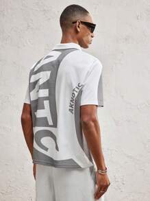 AKNOTIC Party Polo a maglia aderente da uomo con colletto alla coreana, stile casual adatto per l'estate - Bianco - Visualizzare 2