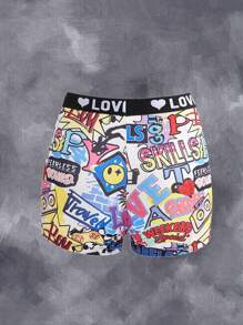 Bragas tipo hipster cómodas con estampado de graffiti para mujer, moda