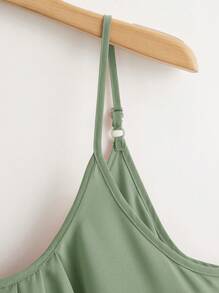 SHEIN LUNE Plus Size Solid Color Spaghetti Strap Camisole Tank Top, Casual Daily Wear - Mint Green - View 3