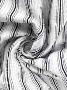 SHEIN Frenchy Plus Size Casual Loose Striped Shirt, Spring/Summer - Black and White - View 7