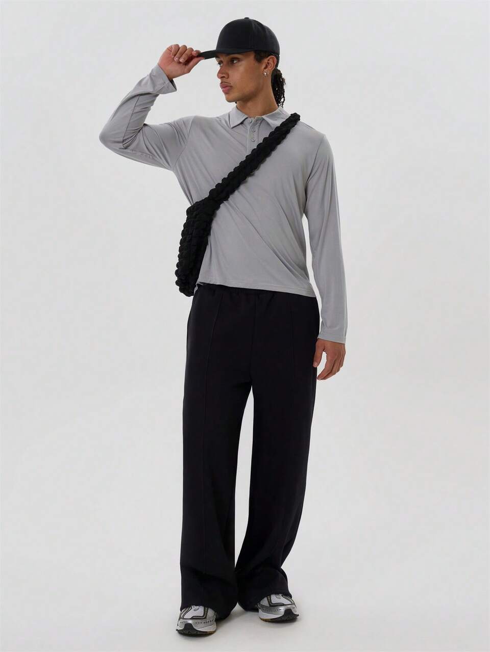 Long Sleeve Oversized Drop Shoulder Button Up Collared Polo Top SPRING SUMMER Essentials Layering