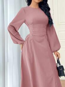 Modelyn Women's Solid Color Simple Daily Long Sleeve Dress Party Elegant Evening Long Sleeve Maxi Dres