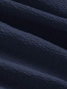 SHEIN MOD Women's Solid Color Drawstring Pleated Minimalist A-Line Skirt, Casual Daily Wear - Navy Blue - View 3