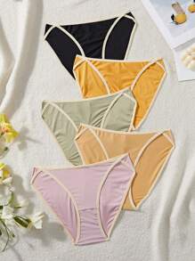 Snug Zone 5pcs/Pack Women Elastic Waist Casual Briefs