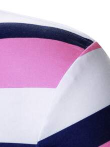 Manfinity Homme 男士商务通勤：休闲日常穿着，INS 同色系蓝白粉条纹撞色高尔夫 Polo 衫。胸前饰有精致的骑马英雄图案，采用纽扣门襟设计。清爽透气，是春夏的理想之选，适合休闲运动，也是送给男友或丈夫的绝佳礼物。 - 彩色 - 查看 5