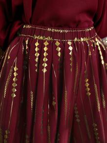 Divindia بناطيل كاجوال نسائية بسحاب وطباعة هندسية بورق الذهب