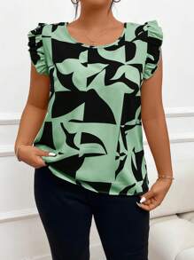 SHEIN Frenchy 女士大码度假时尚露背盖袖衬衫