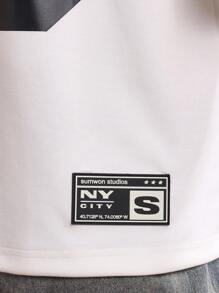 SUMWON Oversized Star Print Jersey T-Shirt, Athletic Sports Team Number Graphics, Boxy Fit Premium Tee, Streetwear Fashion Top, Urban Casual Athleisure Wear - White - View 5