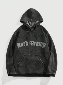 ROMWE MEN Street Life 男士长袖字母口袋休闲连帽牛仔夹克