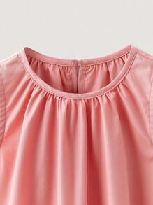 SHEIN 年轻女孩无袖宽松 A 字粉色连衣裙，度假风格，场合，婚礼 - 粉色 - 查看 6