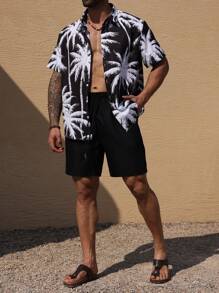 ResortEase Conjunto de 2 piezas con estampado digital asimétrico, de talla grande, casual y elegante para uso diario